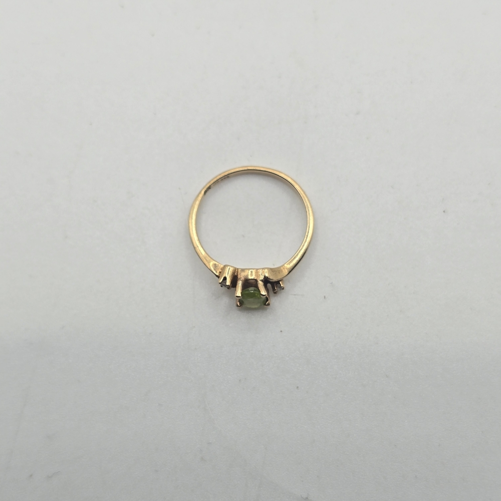 14k Gold and Green/Yellow Citrine Gemstone With White Sappire Ring - Picture 7 of 9